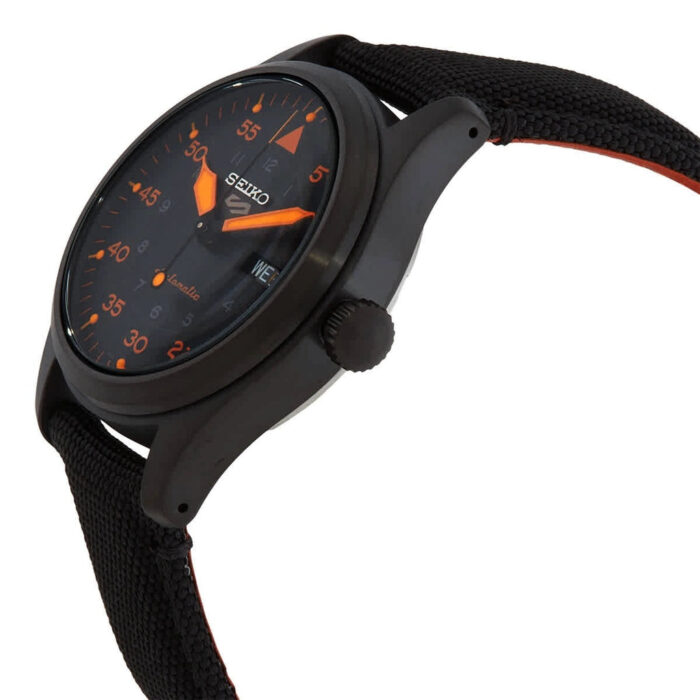 Seiko 5 Sports Flieger Pilot Automatic Black Dial Black Nylon Strap Watch for Men - SRPH33K1 - Image 4